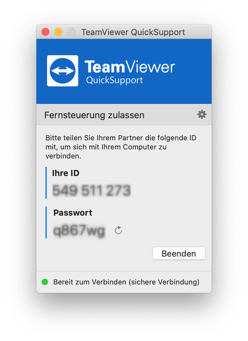 TeamViewer Zugangsdaten